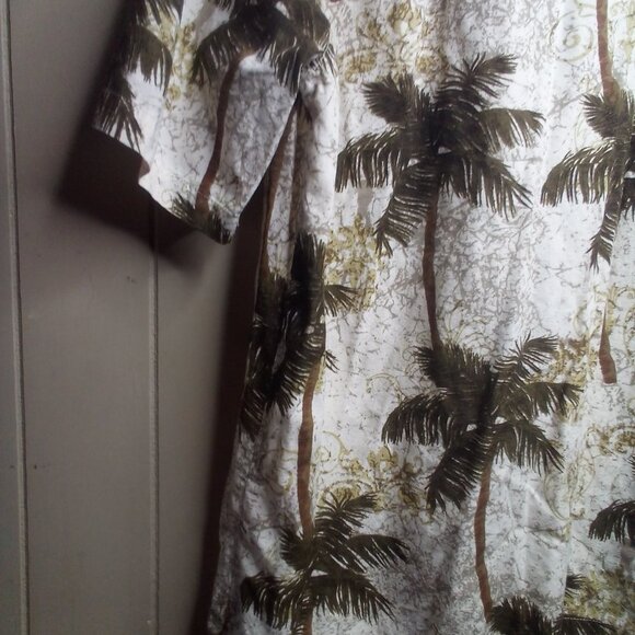 Joe Marlin Hawaiian Shirt L Button Up Short Sleeve Tropical Green Beige - Picture 3 of 16